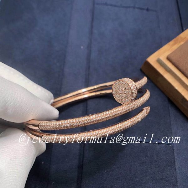 Customized Jewelry:18k pink gold Cartier Juste un Clou Nail bracelet 2 rows paved diamonds