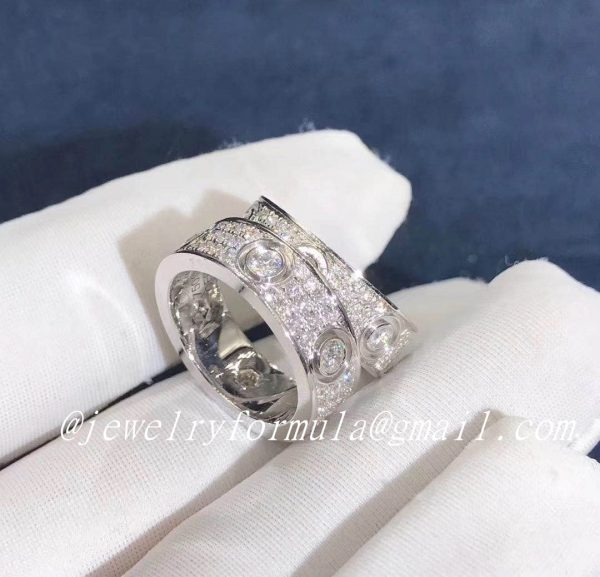 Customized Jewelry:Cartier Love Ring 18k White Gold Pave Diamonds N4210400