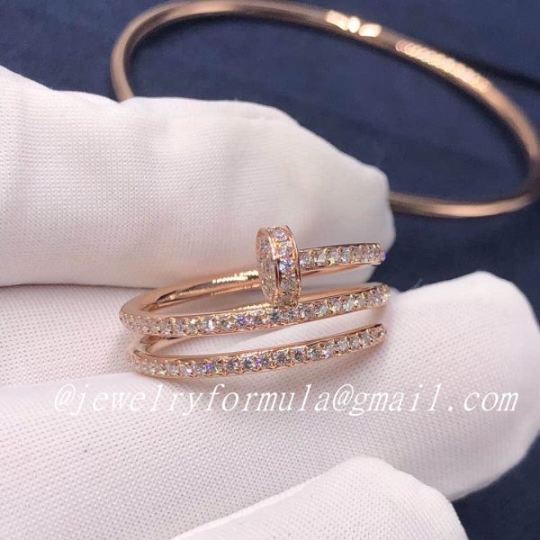 Customized Jewelry:Cartier Juste un Clou triple wrap nail ring rose gold pave diamond