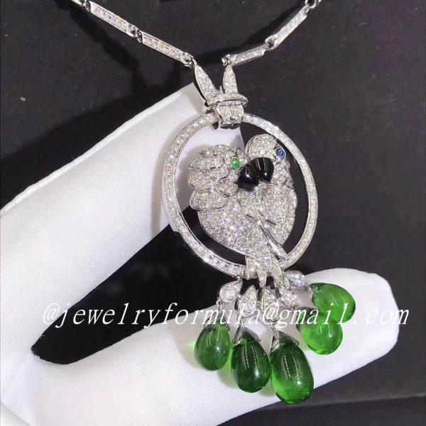 Customized Jewelry:Cartier Les Oiseaux Liberes necklace 18k white gold paved diamonds