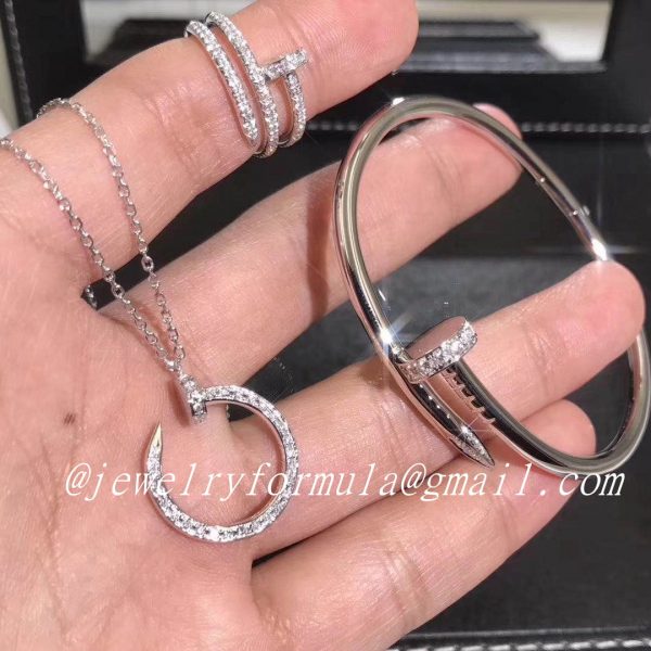 Customized Jewelry:Authentic Cartier Juste un Clou nail bracelet 18K white gold set diamonds