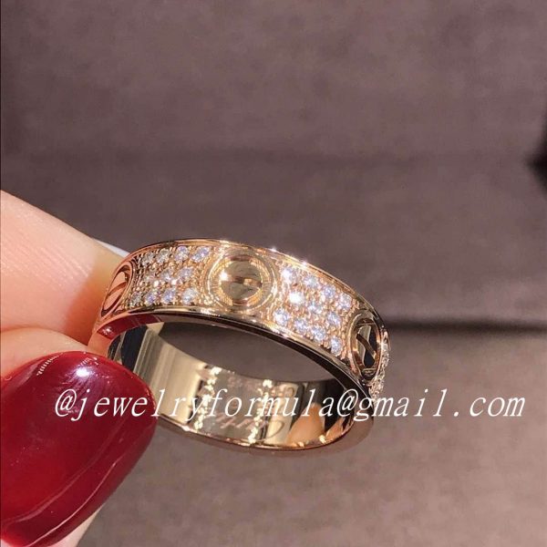 Customized Jewelry:Copy 18k Yellow Gold Cartier Love Ring Paved Diamonds