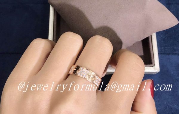 Customized Jewelry:Copy 18k Yellow Gold Cartier Love Ring Paved Diamonds