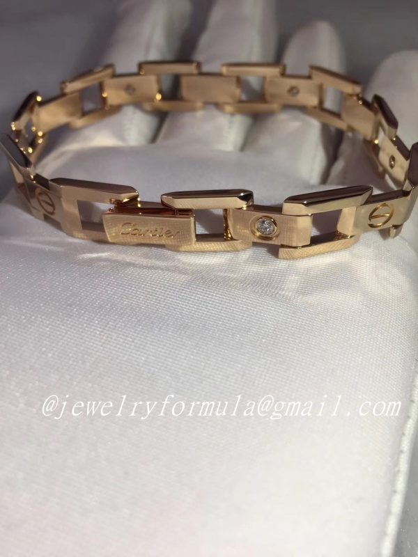 Customized Jewelry：Inspired Men’s Cartier Love Wide Chain Bracelet 18k Yellow Gold with Diamond