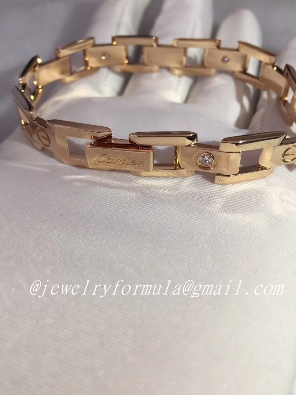 Customized Jewelry：Inspired Men’s Cartier Love Wide Chain Bracelet 18k Yellow Gold with Diamond