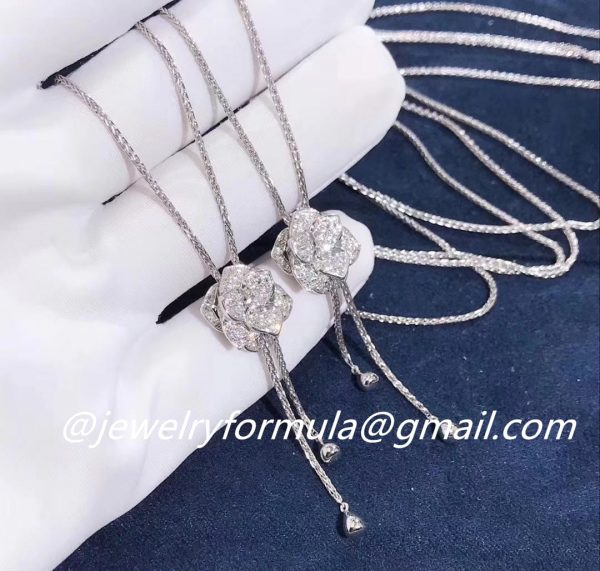 Customized Jewelry:Piaget Rose Necklace in 18K White Gold set with 41 Brilliant-cut Diamonds
