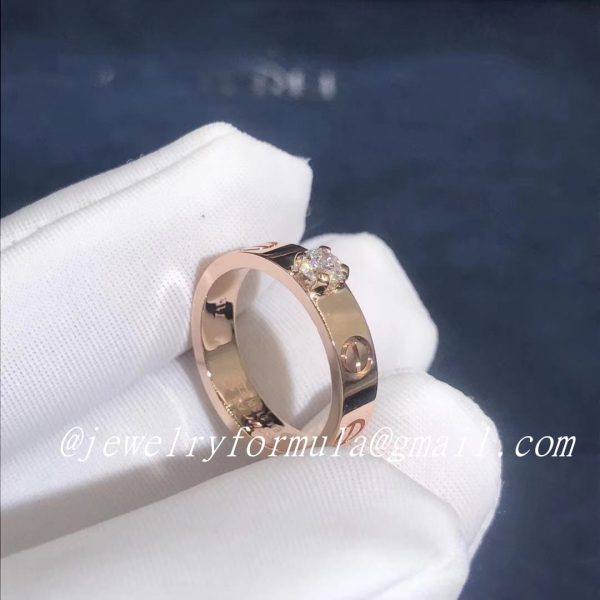 Customized Jewelry:Cartier Love Wedding Band 18k Pink Gold with a Diamond
