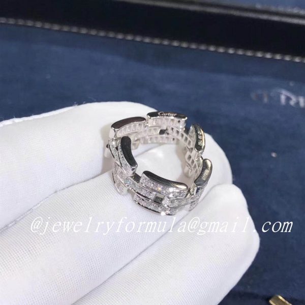 Customized Jewelry:Cartier 18k White Gold Diamond Maillon Panthère Ring