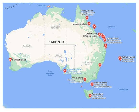 Australian Resort Islands map
