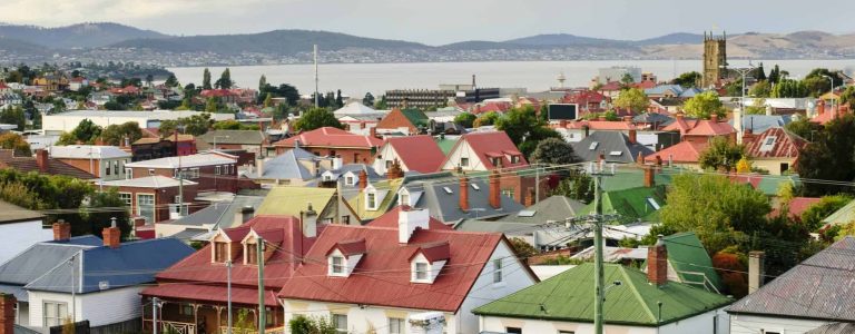 Colourful rooftops in Hobart