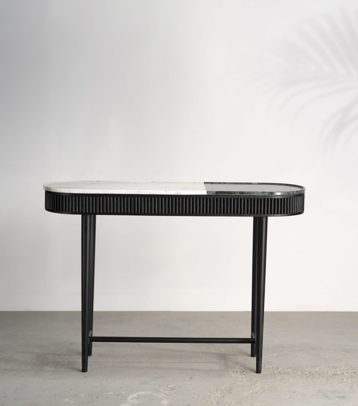 kam ce kam, marble and timber console, reeded timber, marble