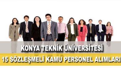 Konya Teknik Üniversitesi 15 Sözleşmeli Kamu Personel Alımları
