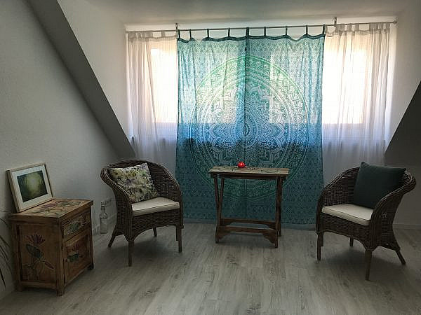 Mandala Vorhang Ombre in türkis mit Schlaufen