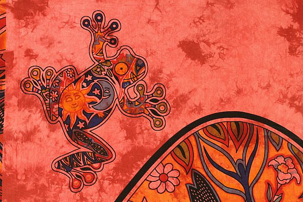 Goa Wandtuch mit Pilz Motiv in rot