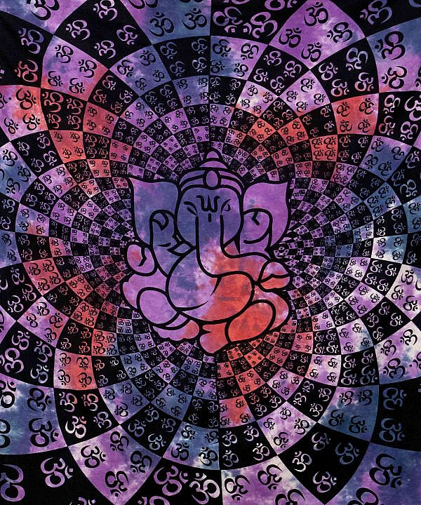 Wandtuch Ganesha Ohm Zeichen lila groß ca. 210x230 cm