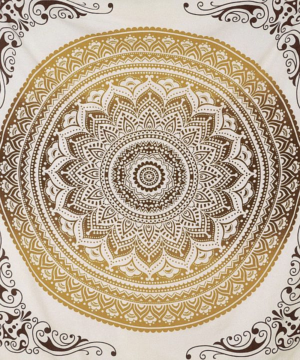 Tagesdecke Ombre Mandala ocker braun 220x240 cm