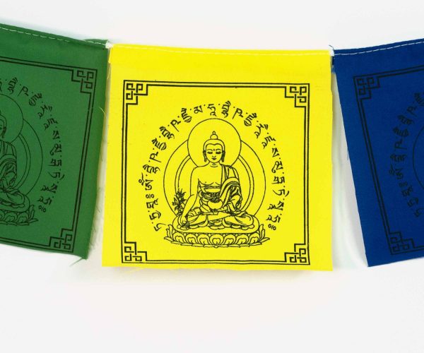 Gebetsfahne Buddha - buddhistische Fähnchen in fünf Farben gelb