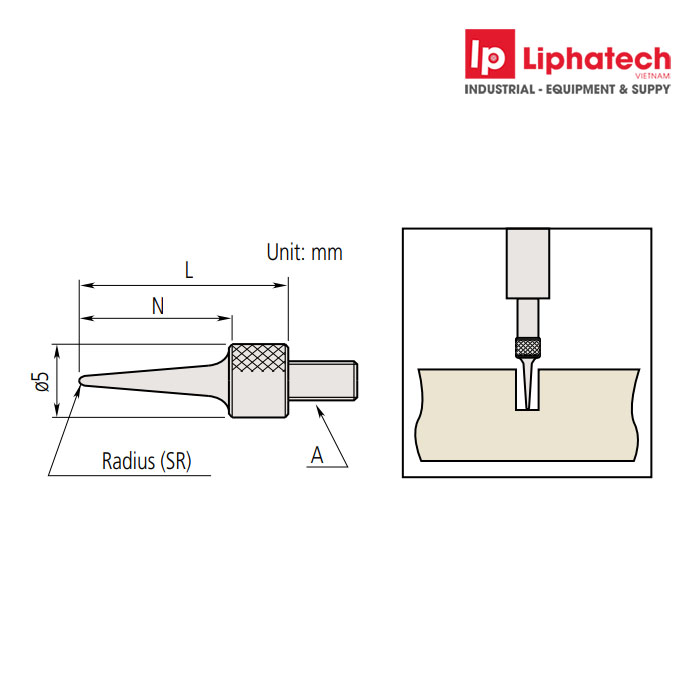 Kim đo đồng hồ so R=0,016", L=0,6" 21AAA030 Mitutoyo Needle Contact Point