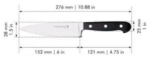 6 inch chef knif measurement