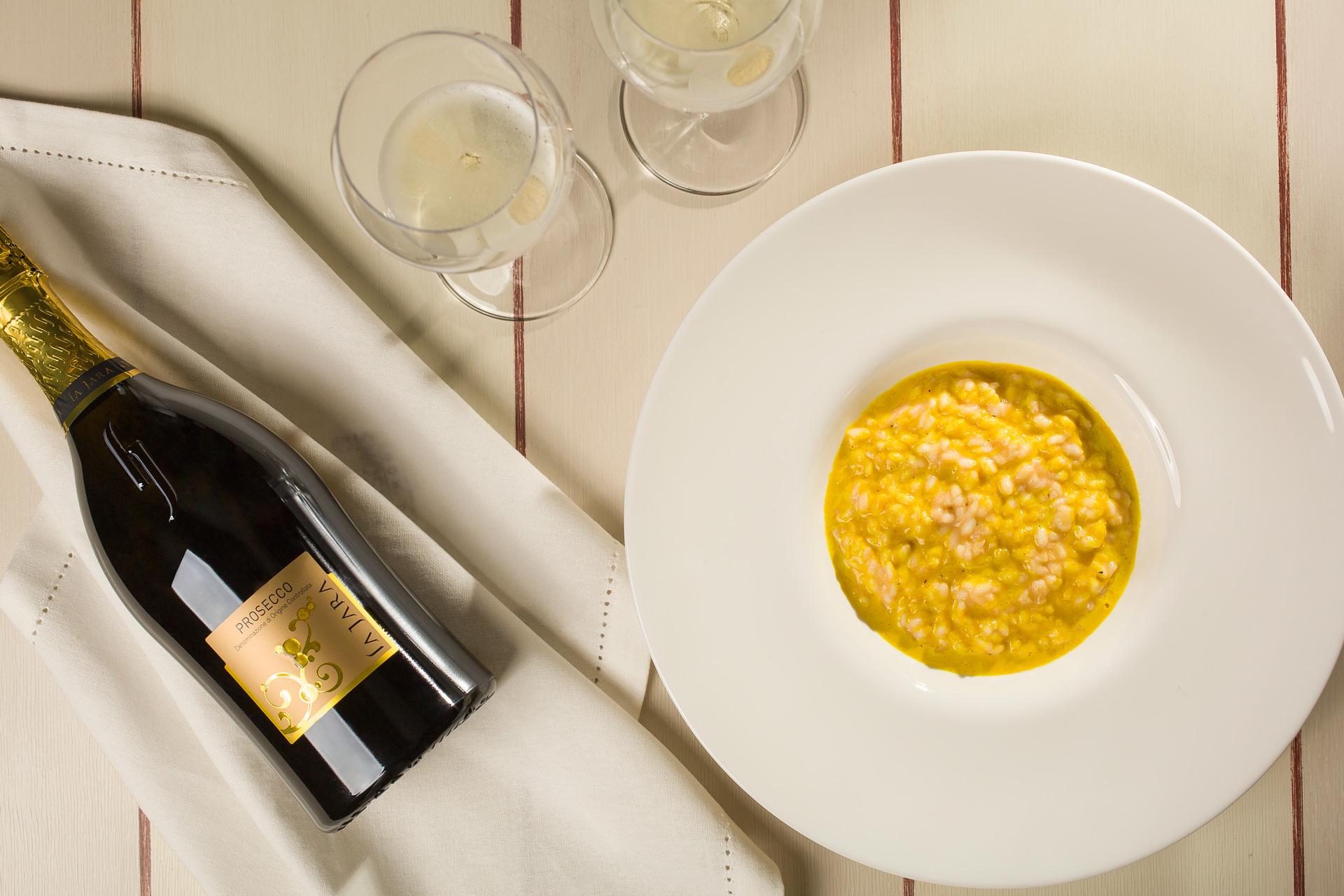 Prosecco DOC Spumante Extra Dry &#038; Red Scorpionfish Turmeric risotto