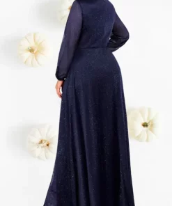 Vestido Largo Elegante Azul Noche Plus Size