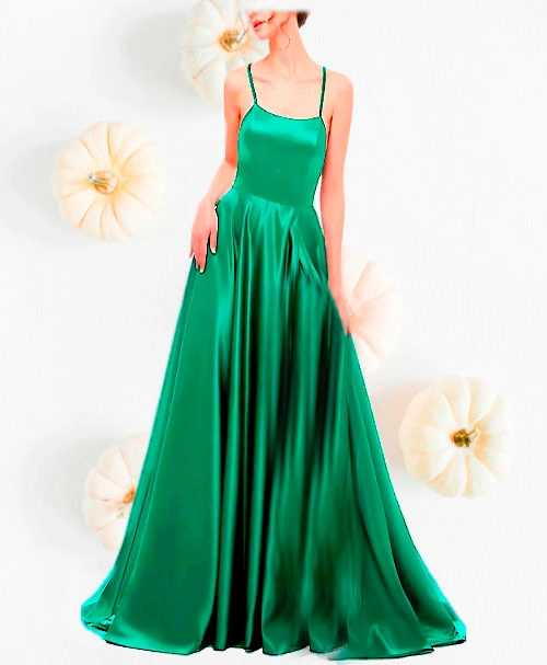 Vestido Verde de Moda Elegante Largo Grado Mujer