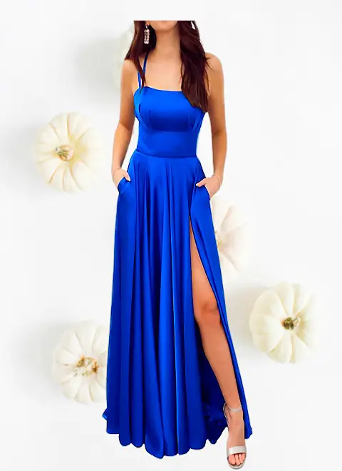 Vestido Azul Rey Abertura Elegante Largo Grado