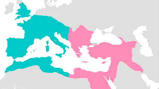Imperio romano dividido en dos - Imagen de Wikipedia