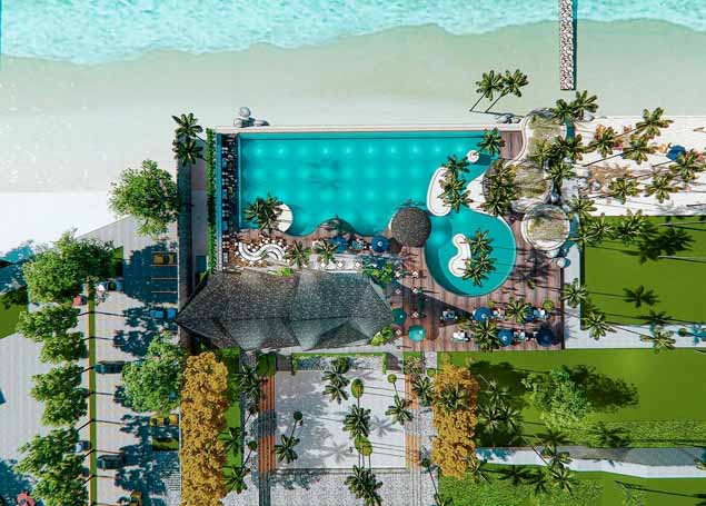 Berita Padang - berita Sumbar terbaru dan terkini hari ini: Ini desain interior dan eksterior Marawa Beach Club milik Raffi Ahmad di Padang.