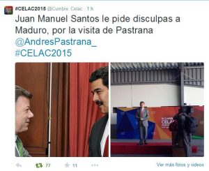 Trino de disculpas de Santos a Maduro