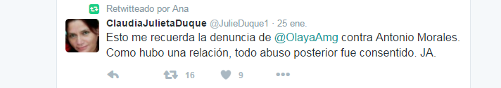 Twitter de Claudia Julieta Duque