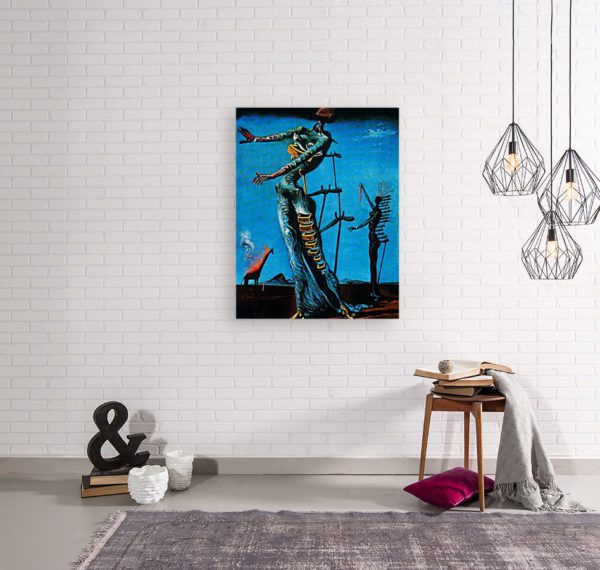 Photo of the-burning-giraffe painting in simple living room