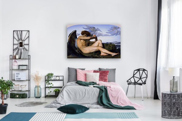 Photo of Fallen Angel Painting in modern bedroom