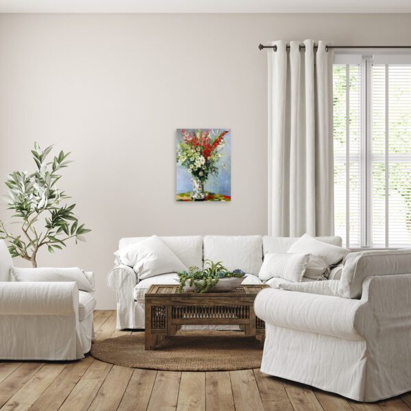 Photo of Bouquet of Gadiolas in modern living room