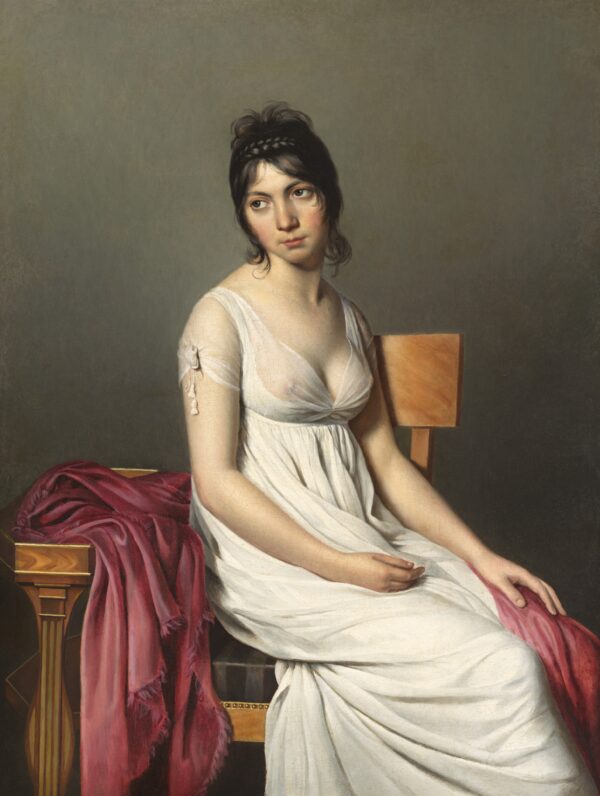 Portrait of a Young Woman in White Canvas Print
