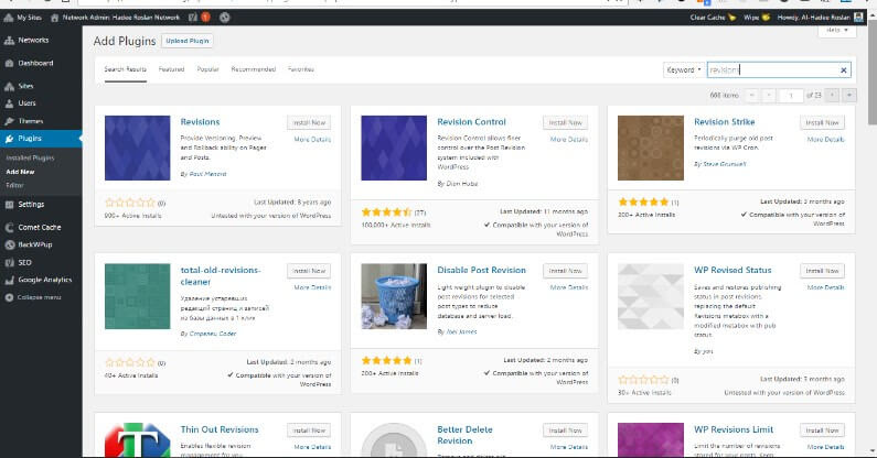 WordPress Revisions Plugins Search
