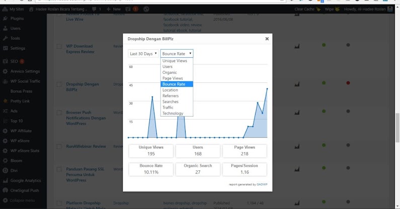 Paparan Google Analytics Dashboard for WP di senarai Posts Paparan Google Analytics Dashboard for WP di senarai Posts