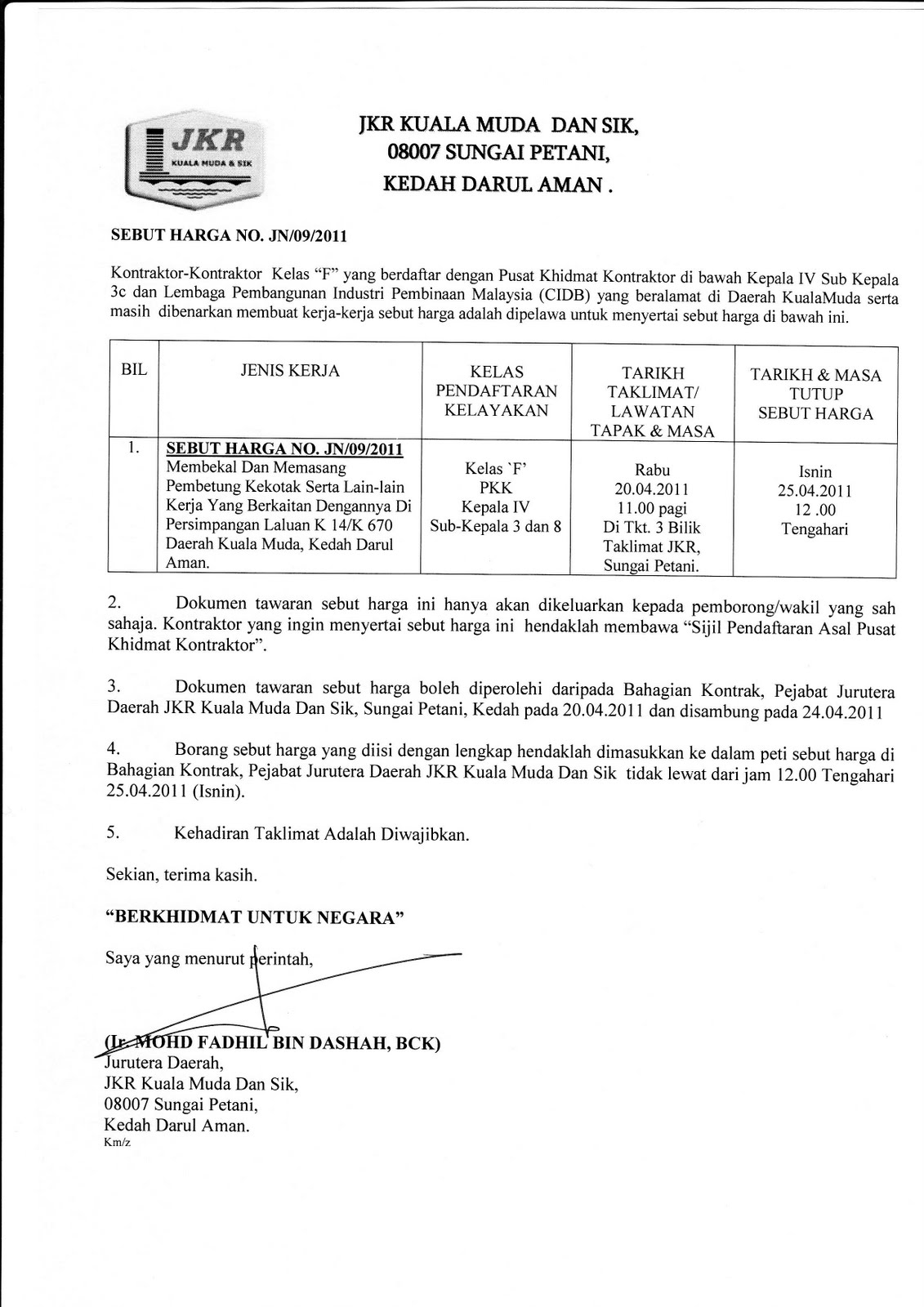 Contoh Surat Sebut Harga Kontraktor - Riset