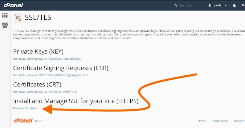SSL Percuma WordPress - cPanel SSL/TLS Manage SSL