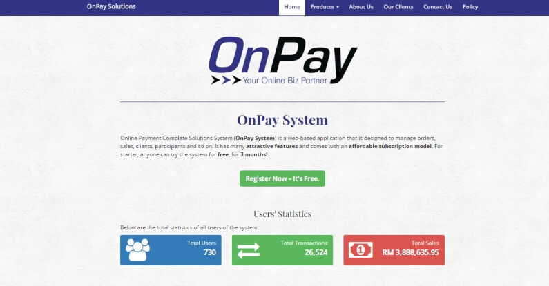 Platform Affiliate Malaysia OnPay Frontpage