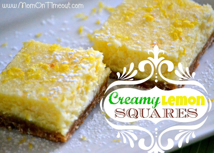 These Creamy Lemon Squares taste just like a lemon cheesecake - so creamy and delicious!| MomOnTimeout.com | #dessert #lemon #recipe