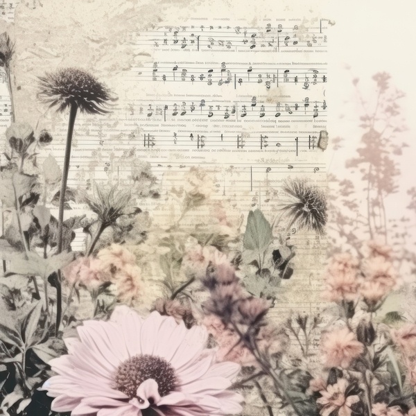 Flowers and music notes