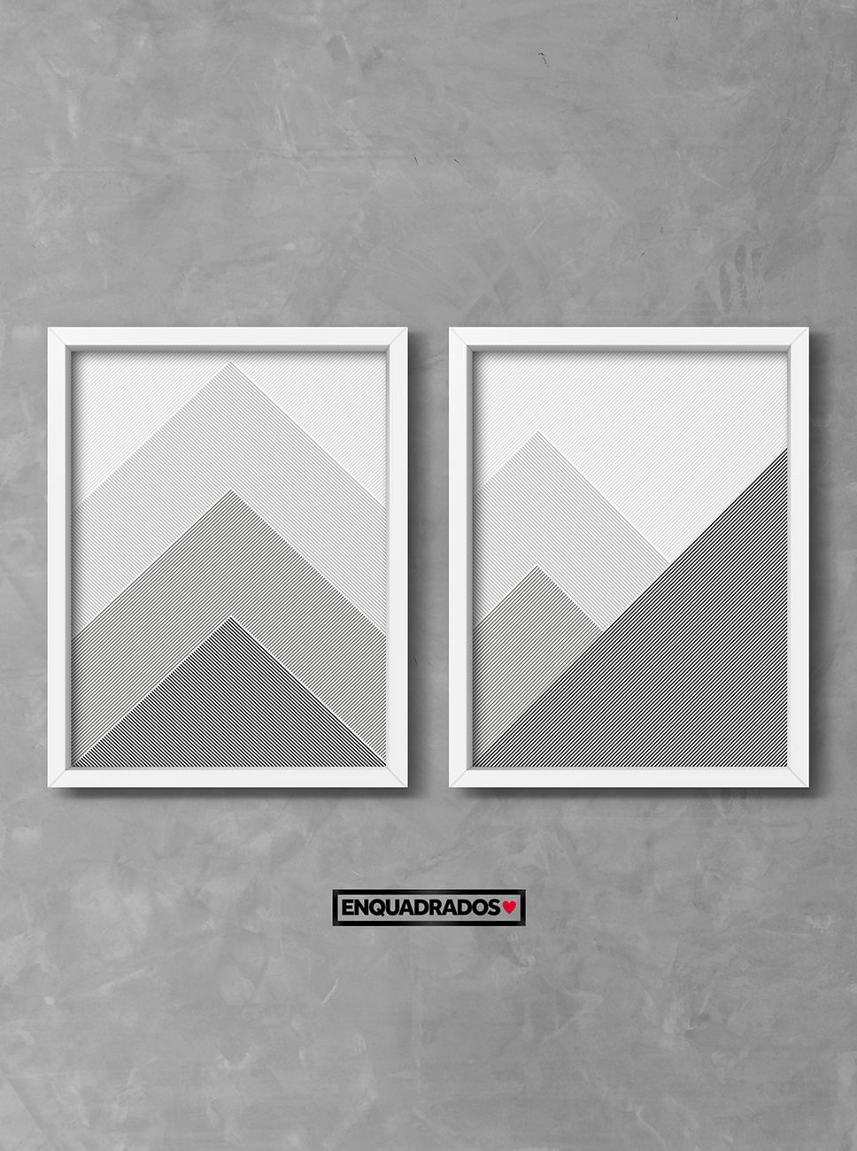 Kit De Quadros Geométricos Montanhas decorativos