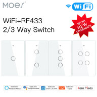MOES TuyaCông tắc thông minh WiFi + RF Công tắc đèn tường không dây 1 2 3 Gang RF APP Bộ hẹn giờ điều khiển cảm ứng Hỗ trợ tự động hóa tại nhà cho Tmall Amazon Alexa Google Home thumbnail