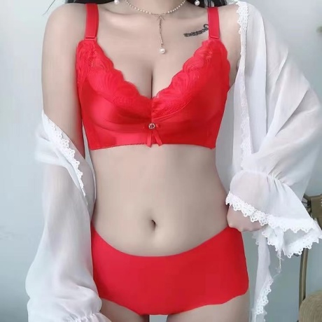 Single suit women gathered lift breasts sexy underwear bra benmingnian red underwear suits 5