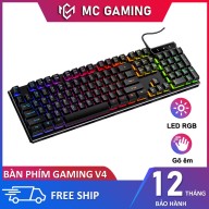 Bàn phím máy tính gaming MC Gaming V4 chuyên chơi game có LED RGB đẹp mắt phím bấn êm chống ồn, tuổi thọ cao phù hợp cho game thủ chơi game máy tính tại nhà, quán nét các thể loại game Liên minh FPS Csgo - Bảo hành chính hãng thumbnail