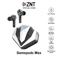 [MỚI] Tai nghe Bluetooth chơi game ZNT GamePods Max Silver, Không có độ trễ 0,065 giây, Chipset PixArt có độ trễ thấp ULTRA, Độ trung thực cao của âm trầm tuyệt vời, Chế độ trò chơi âm nhạc, Đèn lấp lánh Tai nghe không dây cho PUBG, ESPORTS, Game thủ thumbnail