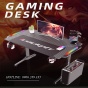 Hot Sale Bàn Gaming cao cấp Có đèn led RGB Bàn chơi game bàn làm việc sợi carbon cao cấp tặng kèm pad chuột khổ lớn. thumbnail