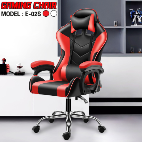Hot Sale [HCM]GYM Ghế gaming cao cấp dành cho game thủ chân xoay 360 độ ngả 165 độ có gối massage lưng model mới E02-S PINK 3