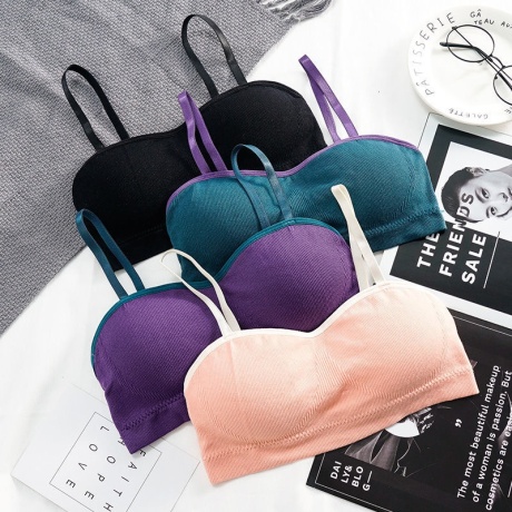 New beauty underwear high-school girl back together small breasts prevent sagging or lend students wrapped chest strapless bra bra with 6